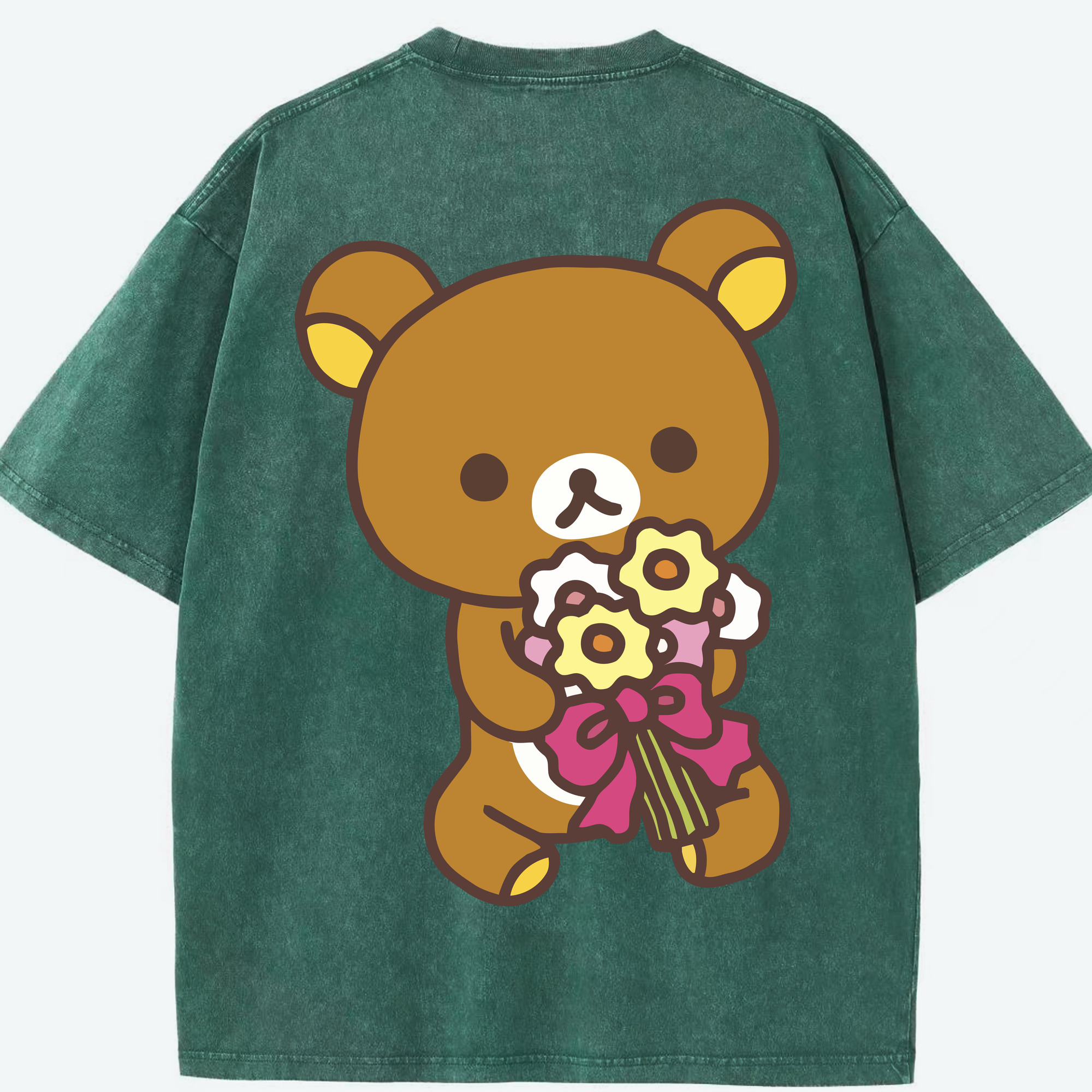 （画像用） リラックマ リラックマ キイロイトリ Rilakkuma Korilakkuma Kiiroitori 綿100% ヴィンテージ風 半袖Tシャツ（背面プリント）